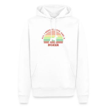 All I Need Is Love And A Boxer, T-Shirt - Männer Premium Bio Hoodie - Weiß - Vorne - Nico (187cm)