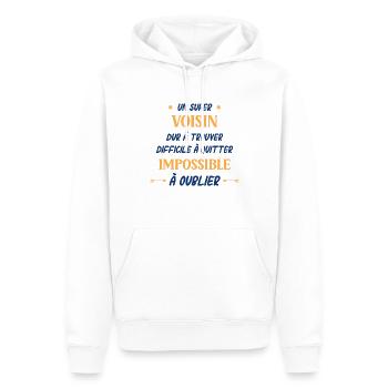 Un super voisin dur a trouver - Sweat à capuche Premium bio Homme - blanc - Devant - Nico (187cm)