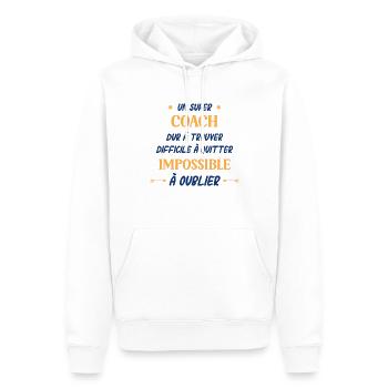 Un super coach dur a trouver - Sweat à capuche Premium bio Homme - blanc - Devant - Nico (187cm)