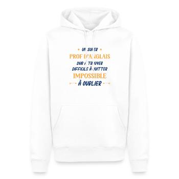 Un super prof d'anglais - Sweat à capuche Premium bio Homme - blanc - Devant - Nico (187cm)