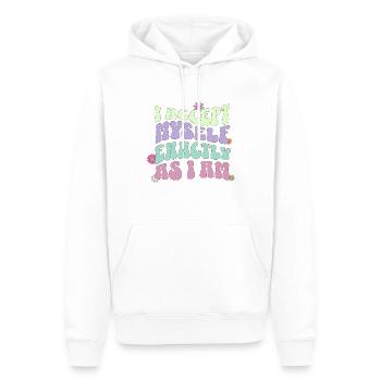 Inspirierende Worte - Männer Premium Bio Hoodie - Weiß - Vorne - Nico (187cm)