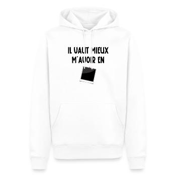 il vaut mieux m'avoir en photo - Sweat à capuche Premium bio Homme - blanc - Devant - Nico (187cm)