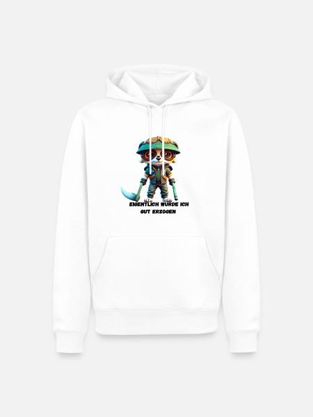 Unerwartet brav: Eigentlich gut erzogen? - Männer Premium Bio Hoodie - Weiß