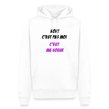 Non! c'est pas moi, c'est ma soeur - Sweat à capuche Premium bio Homme - blanc - Devant - Nico (187cm)