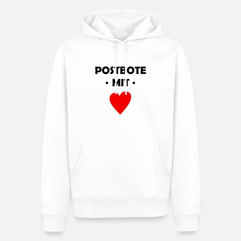 Postbote mit Herz - Post - Männer Premium Bio Hoodie - Weiß