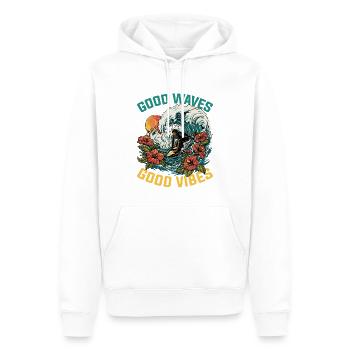 Surfeur Surfing Cadeau Fleurs Sun Surfing - Sweat à capuche Premium bio Homme - blanc - Devant - Nico (187cm)