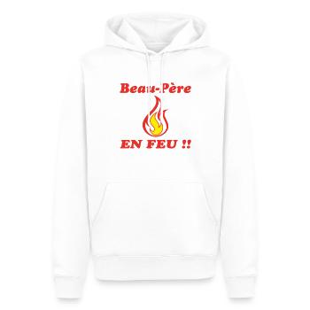 Beau Père EN FEU - Sweat à capuche Premium bio Homme - blanc - Devant - Nico (187cm)