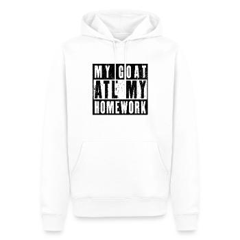 Ma chèvre a mangé mes devoirs - Sweat à capuche Premium bio Homme - blanc - Devant - Nico (187cm)