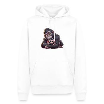 Mère gorille avec enfant - Sweat à capuche Premium bio Homme - blanc - Devant - Nico (187cm)