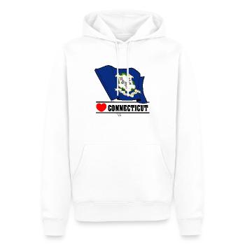 Flag Connecticut heart CONNECTICUT - Men’s Premium Organic Hoodie - white - Front - Nico (187cm)