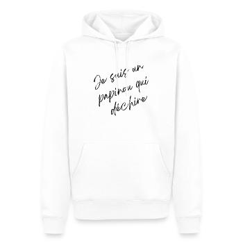 Je suis un papinou qui déchire - Sweat à capuche Premium bio Homme - blanc - Devant - Nico (187cm)