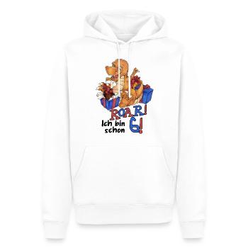 "Roar ich bin schon 6" Dino zum Geburtstag - Männer Premium Bio Hoodie - Weiß - Vorne - Nico (187cm)
