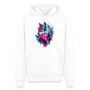 Wolf Wolf Head Predator Forest Nature Wilderness Colorful - Men’s Premium Organic Hoodie - white - Front - Nico (187cm)
