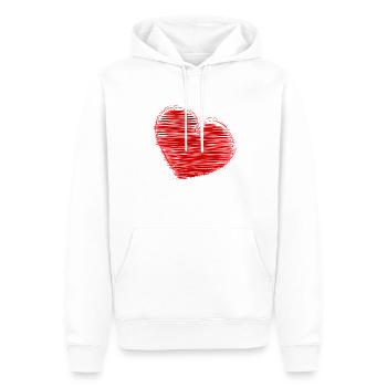 HERZ. HERZ. HEILIGER VALENTINSTAG. LIEBE. LIEBE. WEIHNACHTEN - Männer Premium Bio Hoodie - Weiß - Vorne - Nico (187cm)