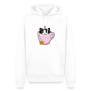 Chat noir et blanc - Sweat à capuche Premium bio Homme - blanc - Devant - Nico (187cm)