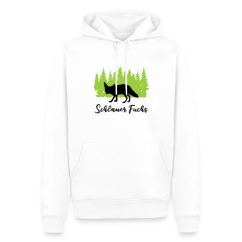 "Schlauer Fuchs: Clevere Listigkeit" - Männer Premium Bio Hoodie - Weiß - Vorne - Nico (187cm)