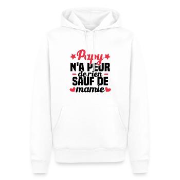 Papy N'a Peur De Rien Sauf De Mamie - Sweat à capuche Premium bio Homme - blanc - Devant - Nico (187cm)