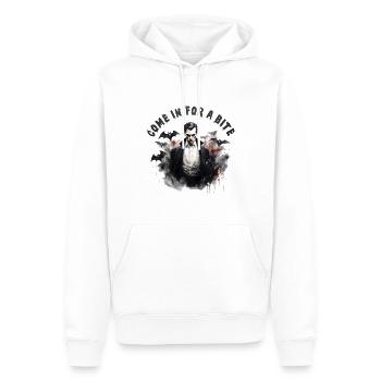 Design d’Halloween - Vampire vient manger un morceau - Sweat à capuche Premium bio Homme - blanc - Devant - Nico (187cm)