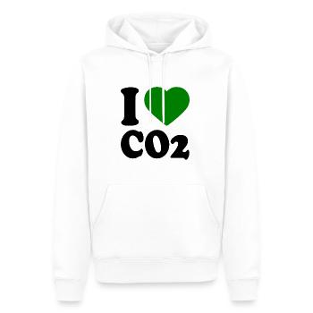 I love co2 - Sweat à capuche Premium bio Homme - blanc - Devant - Nico (187cm)