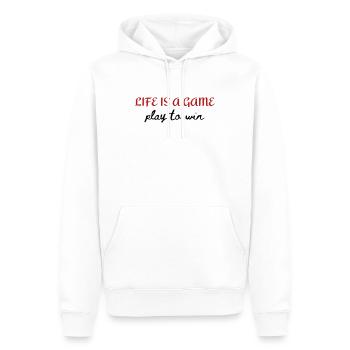 Life is a game - Men’s Premium Organic Hoodie - white - Front - Nico (187cm)