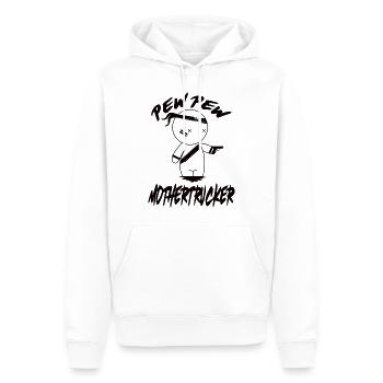 PEW PEW Mothertrucker - Männer Premium Bio Hoodie - Weiß - Vorne - Nico (187cm)