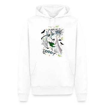 Joyeux fantôme d’Halloween - Sweat à capuche Premium bio Homme - blanc - Devant - Nico (187cm)