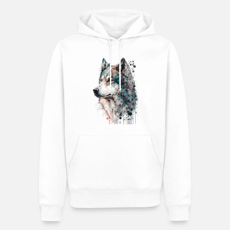 Husky sibérien 03 - Sweat à capuche Premium bio Homme - blanc