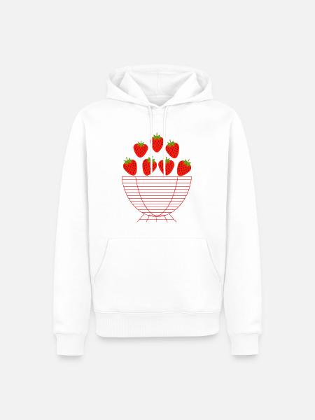 Bol de fraises - Sweat à capuche Premium bio Homme - blanc