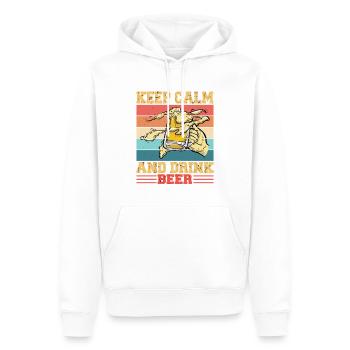 Restez calme et buvez de la bière - Sweat à capuche Premium bio Homme - blanc - Devant - Nico (187cm)