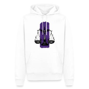 Ausgewogenes Urteil: Waage der Gerechtigkeit - Männer Premium Bio Hoodie - Weiß - Vorne - Nico (187cm)