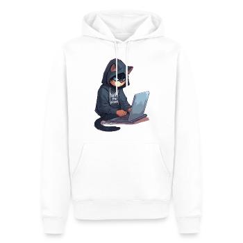 Cyber Hacker Cat Hackerkatze - Männer Premium Bio Hoodie - Weiß - Vorne - Nico (187cm)