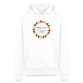 Fröhlicher Festgruß mit buntem Design Text deutsch - Männer Premium Bio Hoodie - Weiß - Vorne - Nico (187cm)