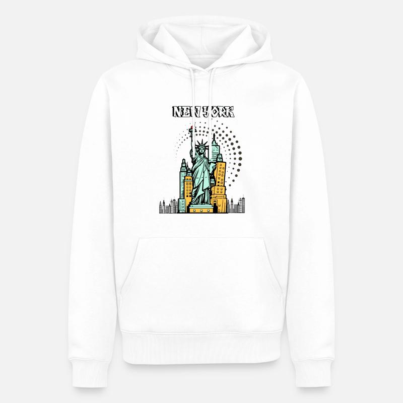 Icône de New York - Sweat à capuche Premium bio Homme - blanc