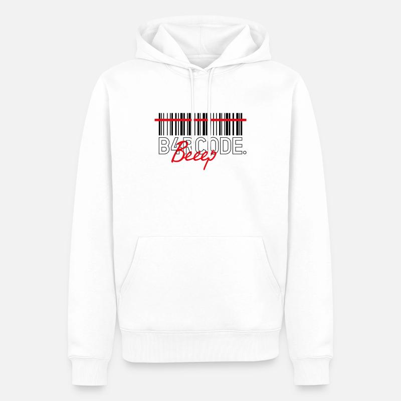 B4RCODE. Bip noir - Sweat à capuche Premium bio Homme - blanc