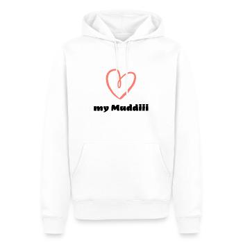 I love my Muddiii Liebe Herz Mutti auf Sächsisch - Männer Premium Bio Hoodie - Weiß - Vorne - Nico (187cm)