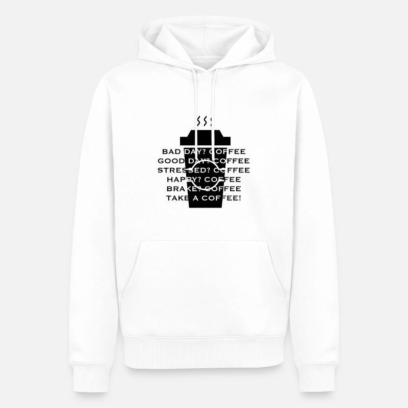 Kaffee - Männer Premium Bio Hoodie - Weiß