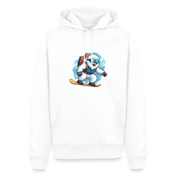 Yeti blanc snowboardeur - Sweat à capuche Premium bio Homme - blanc - Devant - Nico (187cm)