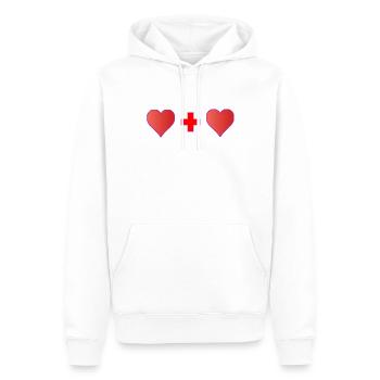 Herz Partnerdesign - Männer Premium Bio Hoodie - Weiß - Vorne - Nico (187cm)
