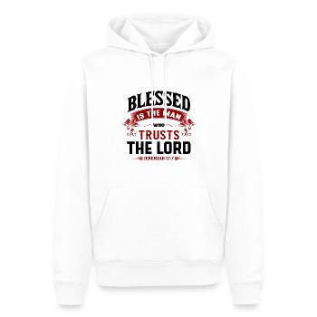Messages de la Bible Jésus Jérémie 17:7 - Sweat à capuche Premium bio Homme - blanc - Devant - Nico (187cm)