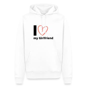 I Love my Girlfriend - Geschenkidee Freundin Girls - Männer Premium Bio Hoodie - Weiß - Vorne - Nico (187cm)