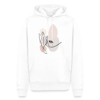 Boho weibliches Gesicht feine schwarze Linie, beig - Männer Premium Bio Hoodie - Weiß - Vorne - Nico (187cm)