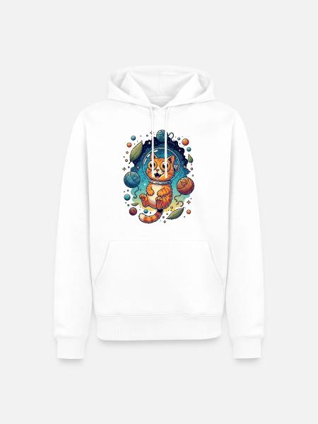 Chat de l’espace psychédélique - Sweat à capuche Premium bio Homme - blanc