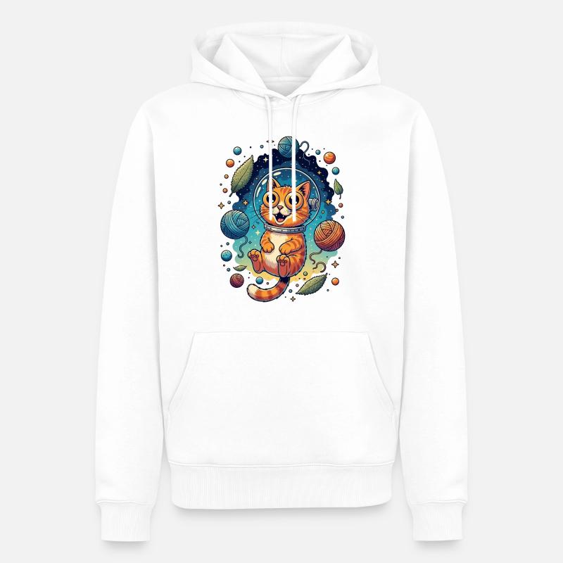 Psychedelische Weltraumkatze - Männer Premium Bio Hoodie - Weiß