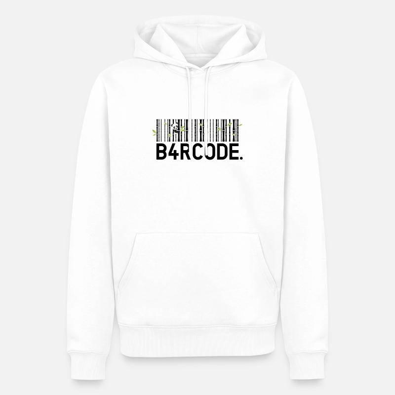 B4RCODE. Bambou noir - Sweat à capuche Premium bio Homme - blanc