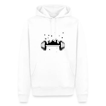 Bodybuilding Gewichtheben Fitness Workout - Männer Premium Bio Hoodie - Weiß - Vorne - Nico (187cm)