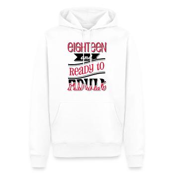 Eighteen and ready to adult 3C - Männer Premium Bio Hoodie - Weiß - Vorne - Nico (187cm)