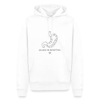 Tu me donnes des papillons – Dessin au trait - Sweat à capuche Premium bio Homme - blanc - Devant - Nico (187cm)