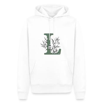 Letter first name "L" khaki - Men’s Premium Organic Hoodie - white - Front - Nico (187cm)