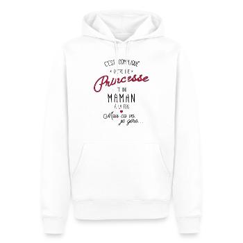 Princesse et maman a la fois, c'est compliqué - Sweat à capuche Premium bio Homme - blanc - Devant - Nico (187cm)