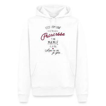 Princesse et mamie coeur - Sweat à capuche Premium bio Homme - blanc - Devant - Nico (187cm)